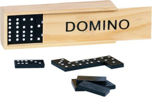 Load image into Gallery viewer, Domino Set in Wooden Box | Wooden Brown, Black, and White | 1.25" | 28 pcs per Set