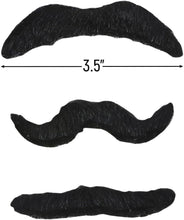 Load image into Gallery viewer, Mustache Party - 3 Fake Moustaches - Perfect for Cosplay, dress up, Halloween, etc.