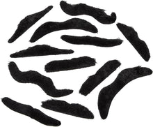 Load image into Gallery viewer, Mustache Party - 12 Fake Moustaches - Perfect for Cosplay, dress up, Halloween, etc.