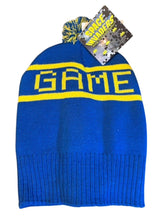Load image into Gallery viewer, Game Over Blue and Yellow Skull Cap - Space Invaders - Unisex Children or Adult