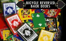 Load image into Gallery viewer, Reversed Back Bicycle Card Decks: Green / Blue / Black / Red / Yellow / Orange / Pink and Purple!