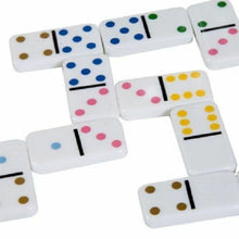 Load image into Gallery viewer, Dominoes - Double Six Color Dot - Set of 28 Dominoes, Instructions and Tin