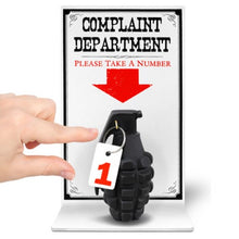 Load image into Gallery viewer, Complaint Department Wall Mountable or Desktop Sign - Get the Attention You Deserve! - Prank, Gift, Joke, Gag, Unisex Adults