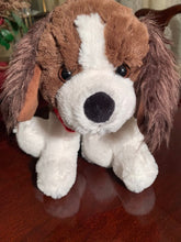 Load image into Gallery viewer, Brown and White Soft Puppy Plush Animal Sits 11 Inches High! - Cute Plush Toy Gift