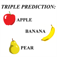 Load image into Gallery viewer, Apple, Banana, Pear  - Triple Prediction by Ickle Pickle - Great Mental Magic!
