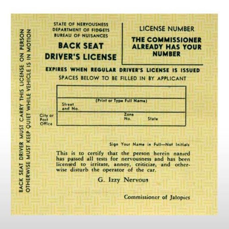 Fake Back Seat Driver's License - Jokes, Gags and Pranks - Fake License