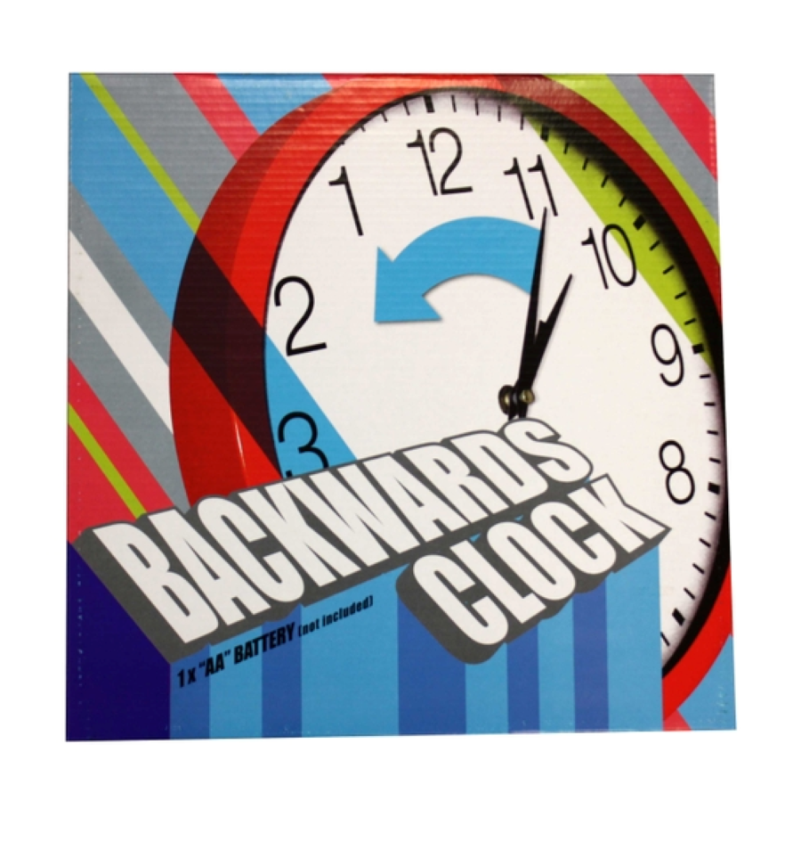 Backwards Clock Deluxe - Clock Appears To Run Backwards - Keeps Accurate, Backwards Time