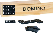 Load image into Gallery viewer, Domino Set in Wooden Box | Wooden Brown, Black, and White | 1.25&quot; | 28 pcs per Set

