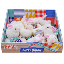 Load image into Gallery viewer, Farm Fresh White Fuzzy Bunny Wind Ups, Spring, Hopping
