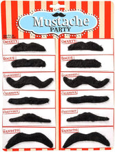 Load image into Gallery viewer, Mustache Party - 12 Fake Moustaches - Perfect for Cosplay, dress up, Halloween, etc.
