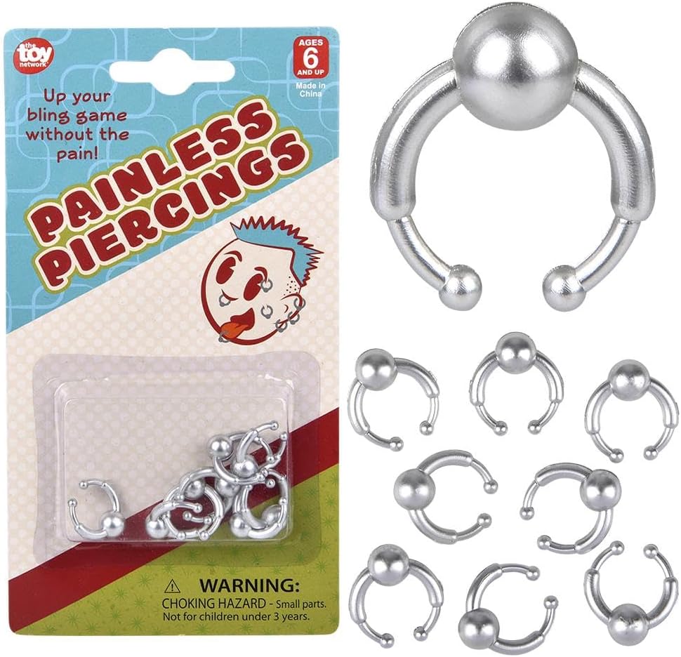 Fake Piercings - Phony Piercings - Clip-On Painless Fun! - In Silver!