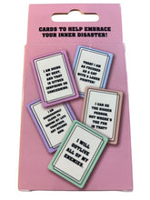 Load image into Gallery viewer, Slightly Unhinged Affirmation Cards - 54 Different Cards to Self Embrace Your Inner Disaster!
