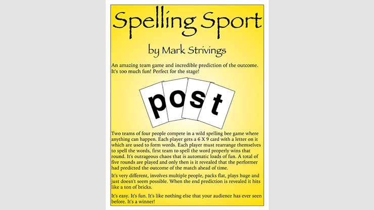 Spelling Sport Up Close by Mark Strivings - An Amazing Prediction!