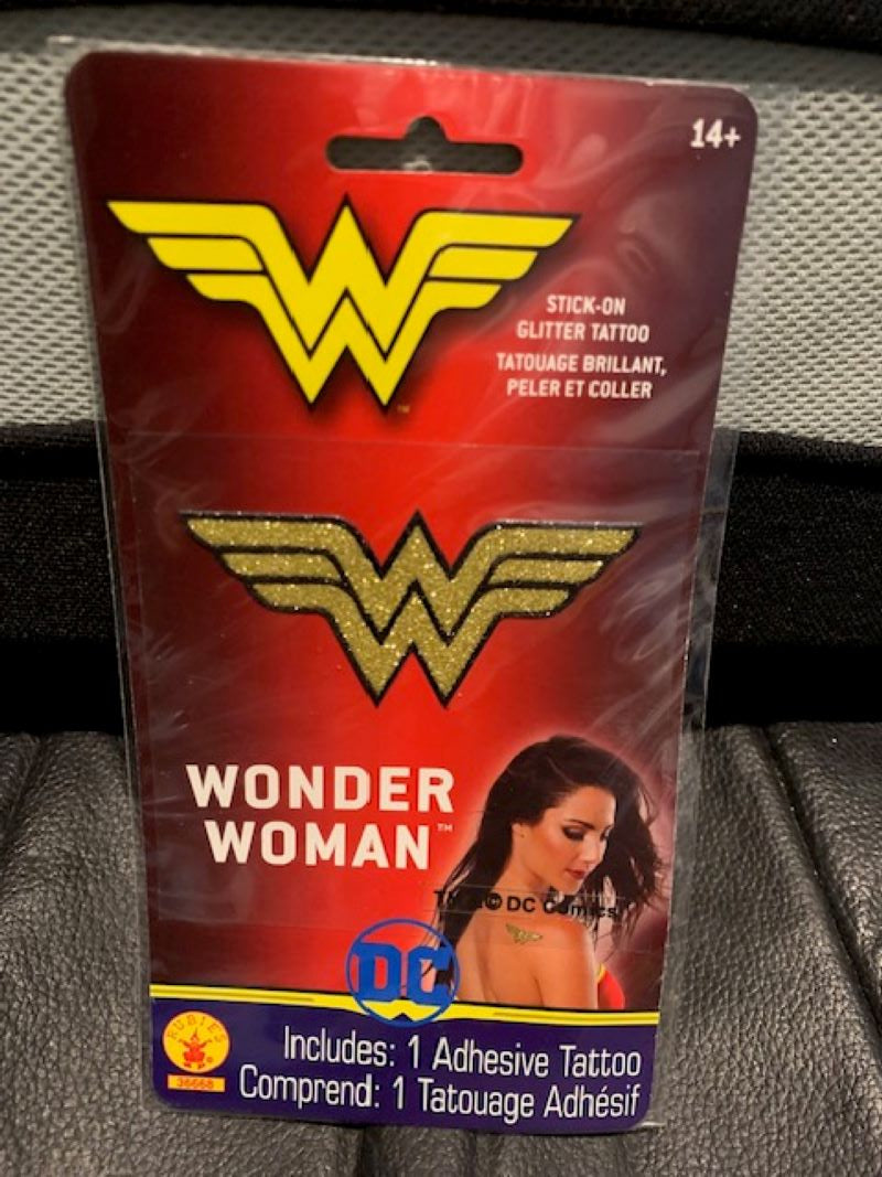 Wonder Woman Temporary Stick-On Glitter Tattoo - Cosplay, Dress-Up - Halloween