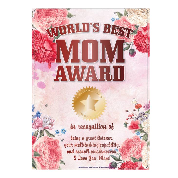 World's Best Mom Metal Sign - Great Mother's Day Gift!