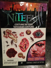 Load image into Gallery viewer, NiteFall Costume Tattoos - Good Theatrical Makeup Prop - Apply and Remove Easily
