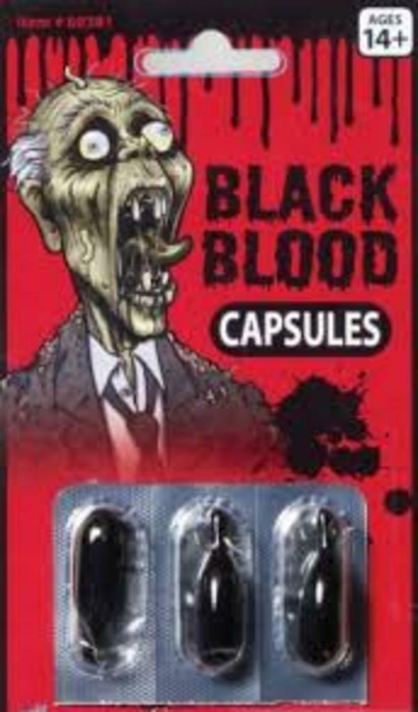 Black Blood Zombie Capsules - Great Theatrical Makeup Prop - Halloween Make-Up