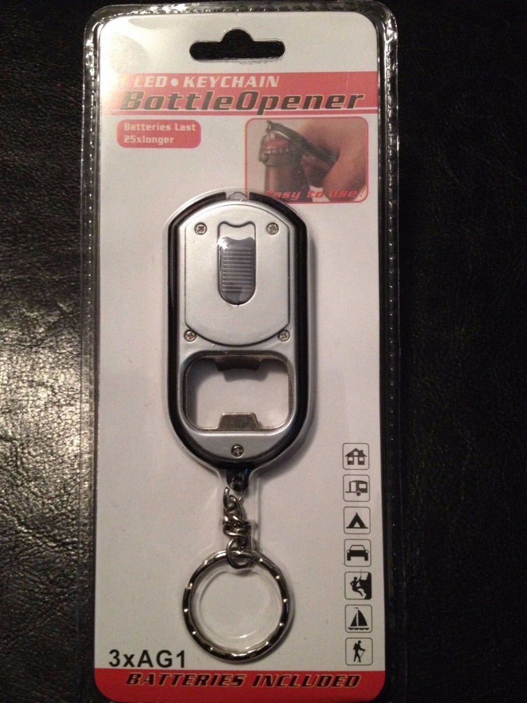 Bottle Opener with LED Light and Key Chain!  Batteries Included. Great gift!