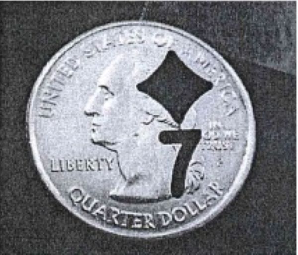 Cut Out Coin Trick -  A Selected Card Is Revealed In An Amazing Manner! - Quarters and Half Dollars Available!