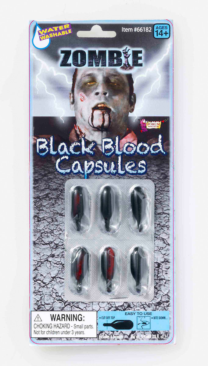 Black Blood Zombie Capsules - Great Theatrical Makeup Prop - Halloween Make-Up