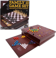 Load image into Gallery viewer, Family 10-in-1 Game Set by Cardinal - All Included in an Elegant Wooden Case!
