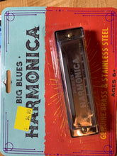 Load image into Gallery viewer, Harmonica - Big Blues Genuine Brass and Stainless Steel Model! - Great Gift!
