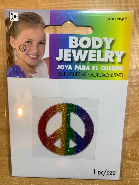 Peace Sign Body Jewelry - Self Adhesive - Easy to Apply and Remove!