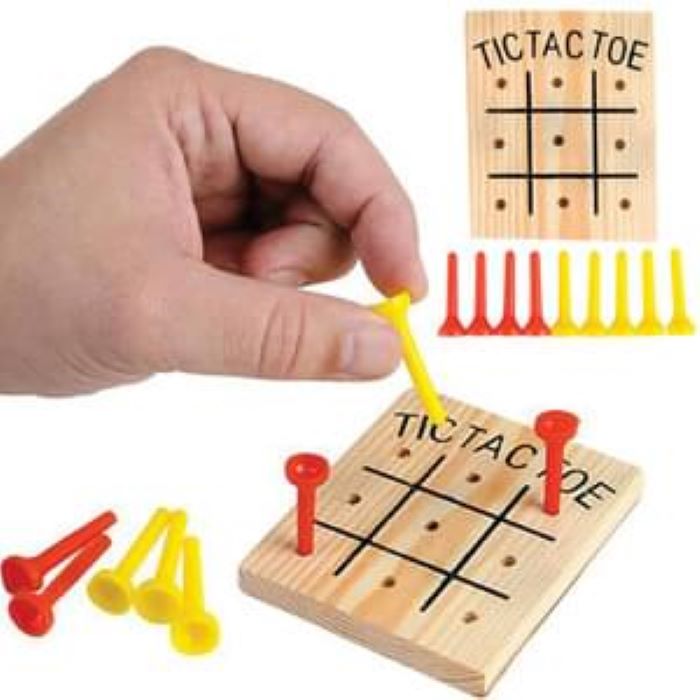 Wooden Tic Tac Toe Game - Game Includes Pegs and Instructions - Travel Game