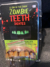 Load image into Gallery viewer, Zombie Teeth - Fake Reusable Glow in the Dark Zombie Teeth - Great Theatrical Makeup Prop
